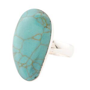 SEED & SAGE Silver/Turquoise Made In Mexico Sterling Silver Turquoise Bean Ring